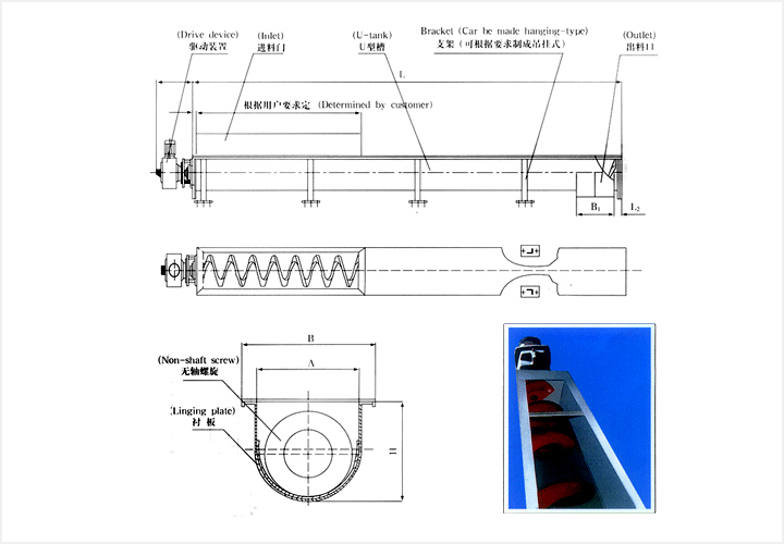 無軸螺旋輸送機結(jié)構(gòu)圖